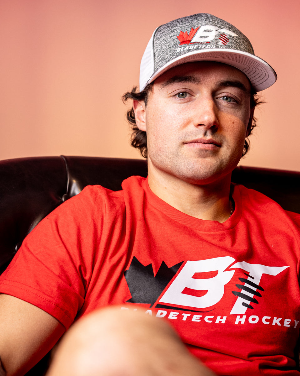 Trucker Cap Black/White with White/Red BT logo Bladetech Hockey