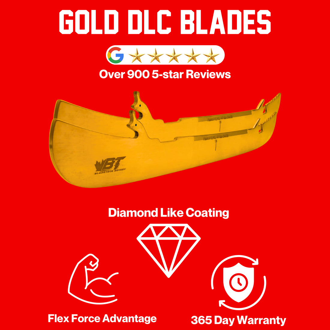 Gold Steel Hockey Skate Blades – Replacement Pair
