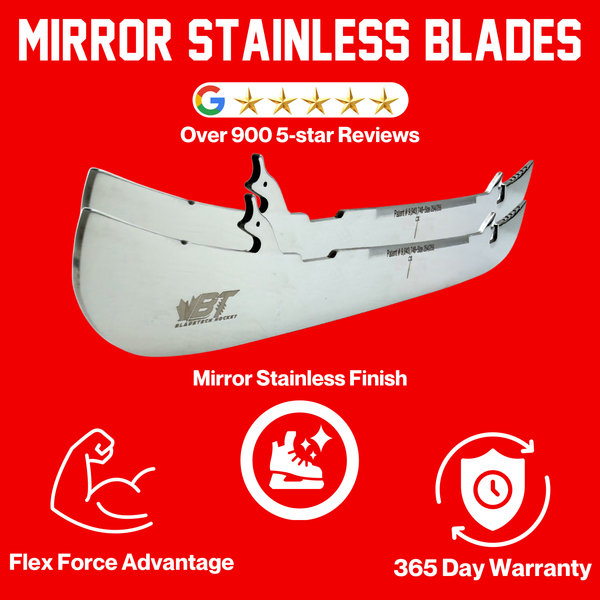 Mirror Stainless Steel Hockey Skate Blades – Replacement Pair
